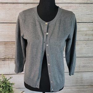 JOSEPH A GRAY CREW NECK CARDIGAN - SMALL